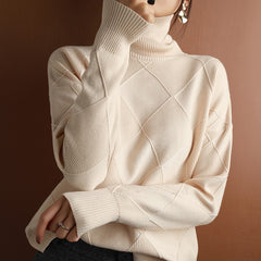 sweater women turtleneck sweater pure color knitted turtleneck pullover