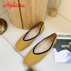 Cotton Fabric Flats Shoes Women Yellow Ballerina Socks Shoes
