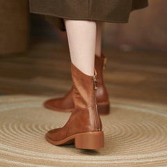 Knee-length Women Boots Microfiber Round Toe Zipper Warm Winter