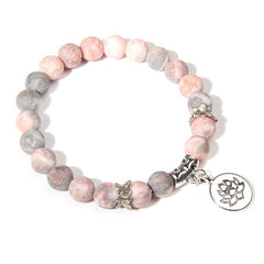 Handmade Natural Stone Lotus Ohm Buddha Beads Bracelet