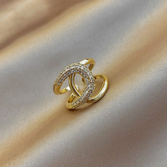 Fashion Jewelry Exquisite Gold Plated Zircon Ring Elegant Adjustable