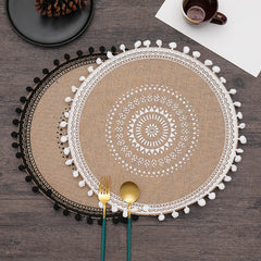 ROUND Cotton and linen Placemat For Dining Table Mat