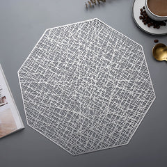 PVC Bronzing leaves Flower Hollow Non-slip Kitchen Placemat