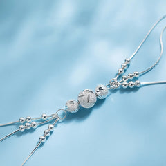 Silver Color Round Bead Charm Bracelet Bangle