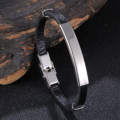 Trendy Leather Bracelet Men Stainless Steel Handmade Bangles