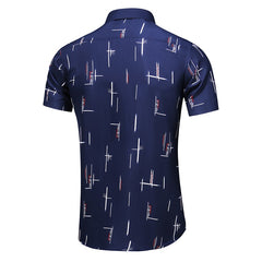 Style Design Short Sleeve Casual Shirt Men Print Beach Blouse