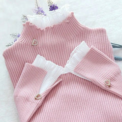 Patchwork Warm Sweater Elegant Long Sleeve Slim Turtleneck Knitted