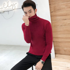 Turtleneck Sweaters Black Sexy Brand Knitted Pullovers Men Solid Color