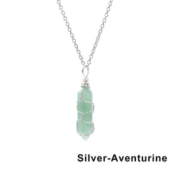 Hexagonal Cylindrical Crystal Necklace Natural Stone Pendant
