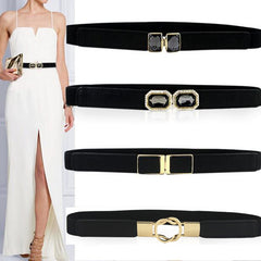 63cm Female Fashion Thin Elastic Stretch Waistband Crystal Bow Belt