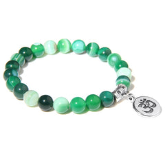 Handmade Natural Stone Lotus Ohm Buddha Beads Bracelet