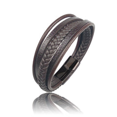 Multi-layer Coffee-colored Leather Accessories Special Magnet Bracelet