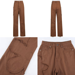 Pockets Patchwork Baggy Fashion Streetwear Denim Trouser Loose Cargo Pants