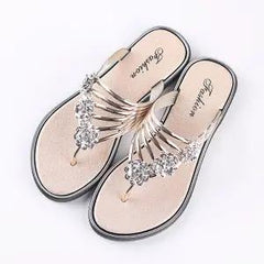 Women Fashion Peep Toe Silver Anti Skid Beach Sandals