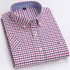 Oxford Short Sleeve Summer Casual Shirts Single Pocket Comfortable Standard-fit