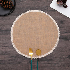 ROUND Cotton and linen Placemat For Dining Table Mat