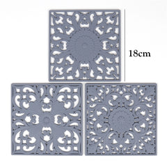 3pcs/set 20cm Round 3D Embroider Silicone Placemat Tableware