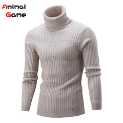 Turtleneck Sweater Casual MenWarm Knitted Sweater Keep Warm