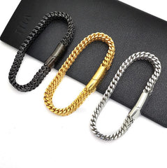 Stainless Steel Braided Bracelet Bangle Men Hip Hop Party Rock Jewelry
