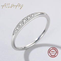 Silver Simple Stackable Female Rings Clear Zircon Finger Ring