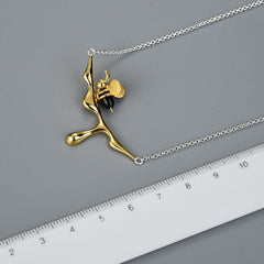 Bee and Dripping Honey Pendant Necklace Women