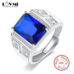 222 Vintage 925 Silver Men Rings Royal Sapphire Gemstone Jewelry