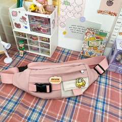 Waist Bags For Women Canvas Leisure Solid Color Fanny Pack