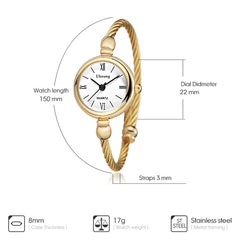 Fashion Gold Bangle Bracelet Women Watches Stainless Steel Retro Ladies Quartz