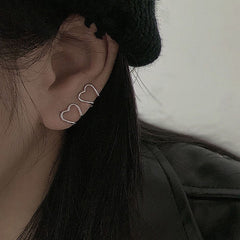 Geometric Heart Cuff Stackable Simple C-shape Ear Clip Earrings