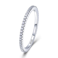 Sterling Silver CZ Simulated Diamond Stackable Ring Platinum Plated