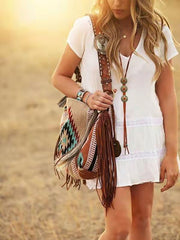 Hand-made Canvas Linen One Shoulder Bag Female Bag Bohemian Style