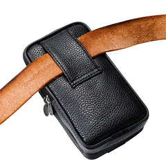 Multifunctional Leather Belt Bag Solid Color Men Business Style Belt Bag
