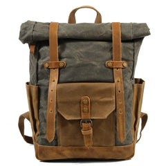 Vintage Canvas Backpacks for Men Oil Wax Canvas Leather Travel Backpack