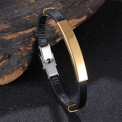 Trendy Leather Bracelet Men Stainless Steel Handmade Bangles