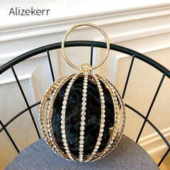 Rhinestone Spherical Cage Evening Clutch Bag