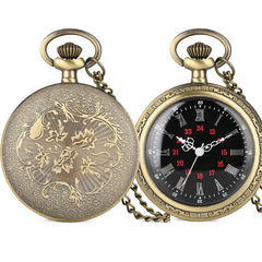 Bronze Retro Roman Numerals Display Quartz Pocket Watch Vintage