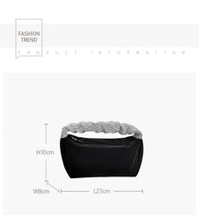 Rhinestones Fold Handle Velvet Handbag Square Clutch Bags