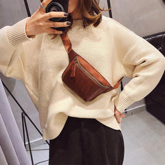 Retro Waist Bags PU Leather Pack Shoulder Bag Ladies