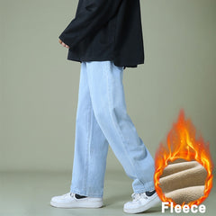 Solid Jeans Men Fashion Loose Straight Casual Pants