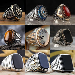 Retro Handmade Turkish Ring For Men Vintage