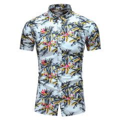 Style Design Short Sleeve Casual Shirt Men Print Beach Blouse