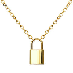 Punk Chain with Lock Necklace for Women Men Padlock Pendant Necklace