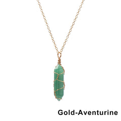 Hexagonal Cylindrical Crystal Necklace Natural Stone Pendant