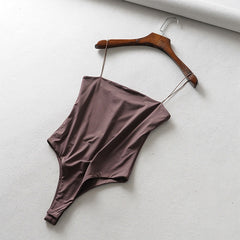 slim solid Spaghetti strap Bodycon bodysuit Streetwear backless Jumpsuit