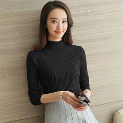 Turtleneck Sweater Women Fashion Spring Stretch Tops