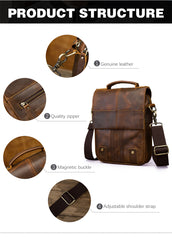 Leather Male Casual Design Shoulder Messenger bag Cowhide Fashion Cross-body