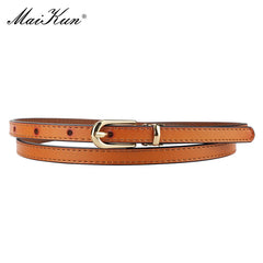 Women Belts Alloy Pin Buckle Genuine Leather Thin Belt Female Waistband