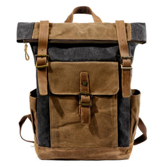 Vintage Canvas Backpacks for Men Oil Wax Canvas Leather Travel Backpack