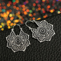 Lotus Skull Mandala Bee Flower Earrings