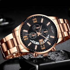 hombre Mens Fashion Business Watches Men Sports Stainless Steel Quartz